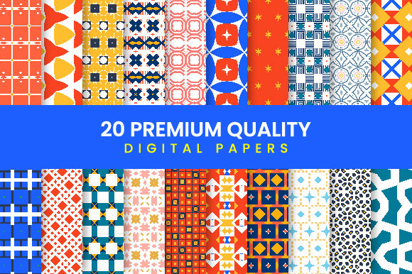 20 Digital Printable Paper Bundle for Creative Projects