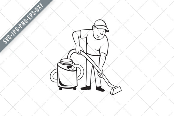 Bring Your Projects to Life with a Cartoon Carpet Cleaner Worker Illustration Set