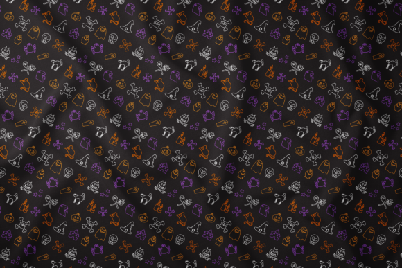 Outline Halloween Seamless Pattern for Design