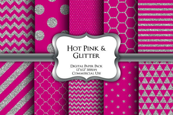 Pink Silver Glitter Digital Paper Pack