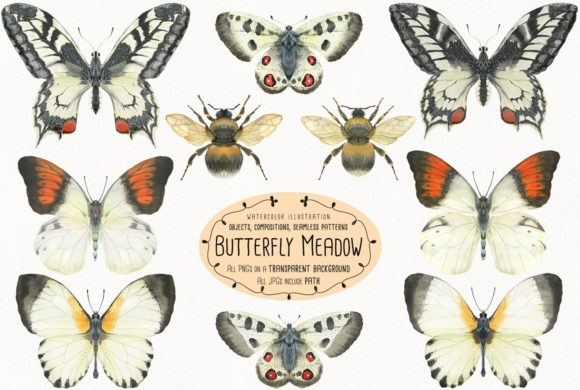 The Butterfly Meadow: A Watercolor World of Vintage Nature Design